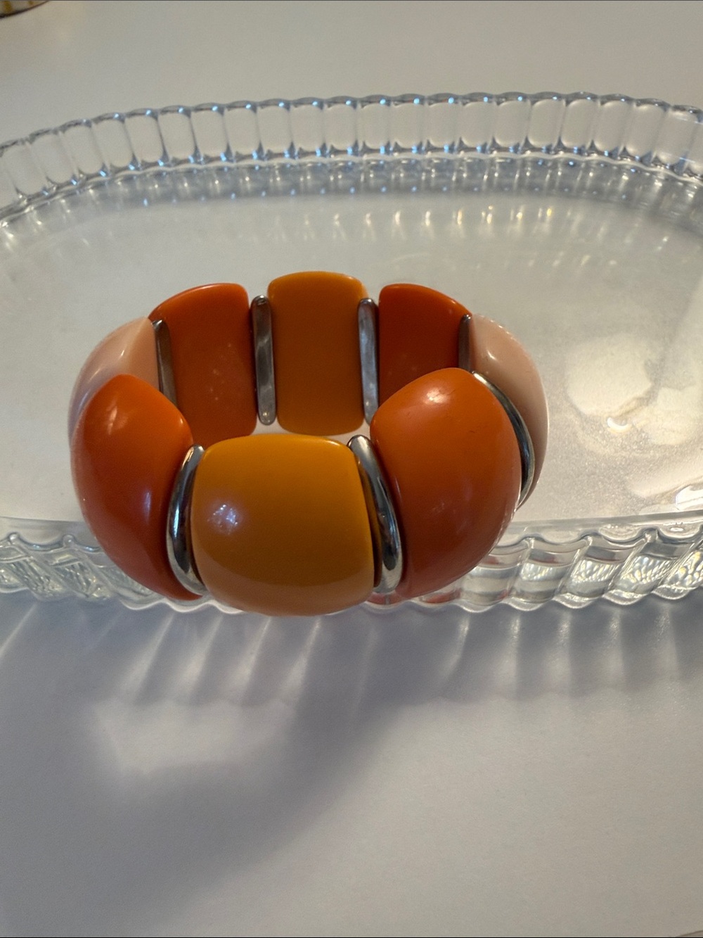 Orange and Peach Stretch Statement Bracelet - Women Jewelry